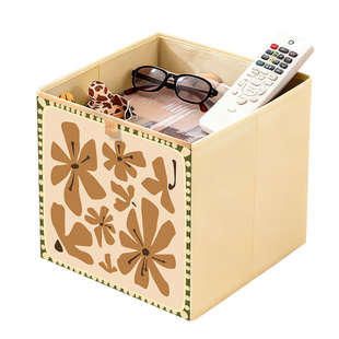 复古方格布艺收纳箱格子柜抽屉整理盒大容量家用折叠收纳筐中古风