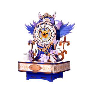 沐恩硕手工diy拼装梦幻时钟八音盒积木拼图音乐盒女孩生日礼物