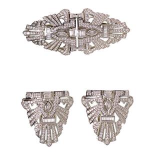 喻棠italks|冬日赞歌|纯银镀金对夹双夹胸针ArtDecoDouble Clip