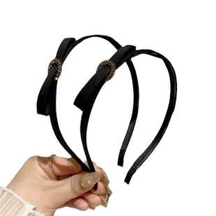 发箍细款布艺镶钻韩国复古黑色打结水钻头箍女高级感时尚百搭头箍