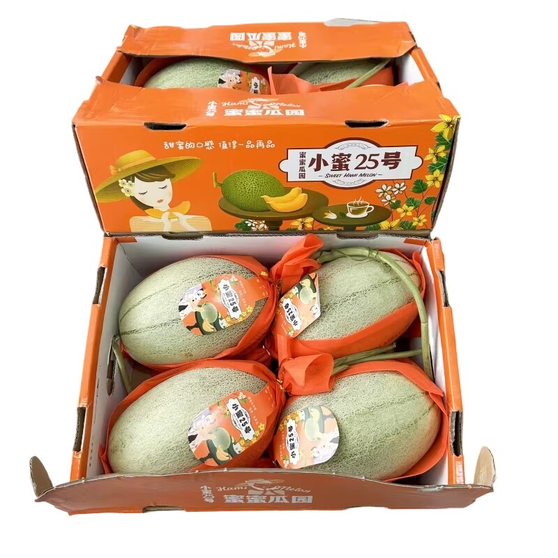 新货海南小蜜哈密瓜4只礼盒装脆甜多汁新鲜水果当季好西州蜜包邮