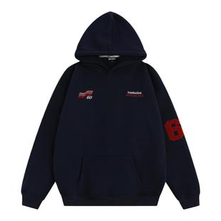 【INSKR】国潮牌情侣美式赛车LOGO刺绣卫衣宽松加绒连帽衫男女