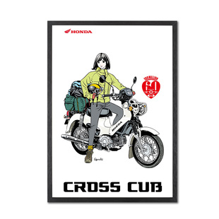 本田SuperCub摩托车海报超级幼兽CrossCub江口寿史波普少女装饰画