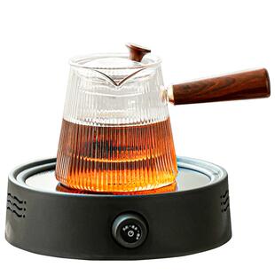 竖纹侧把电陶炉煮茶壶泡茶家用煮茶器蒸煮茶炉烧水壶玻璃茶具套装