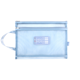 学科科目分类文件袋拉链式小学生用双层大容量书本课本分科书袋试卷收纳袋学生装卷子资料袋子作业A4透明网纱