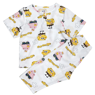 裁缝店选色定做儿童睡衣佰汇福棉绸套装男孩女童短袖长裤空调服夏