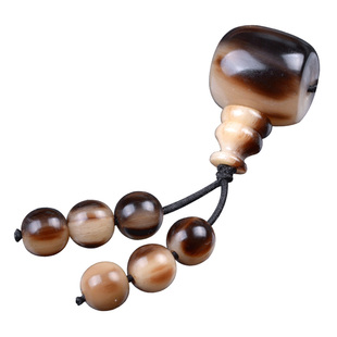 纳悟 天然西藏牦牛角三通佛头 星月菩提手串金刚念珠配饰配件DIY