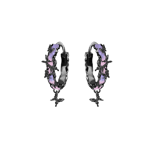 MASW麻秀原创设计蝶舞系列甜酷彩色珐琅耳扣通勤日常圈圈蝴蝶耳环