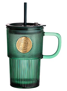 乐唯诗浮雕原色玻璃吸管杯