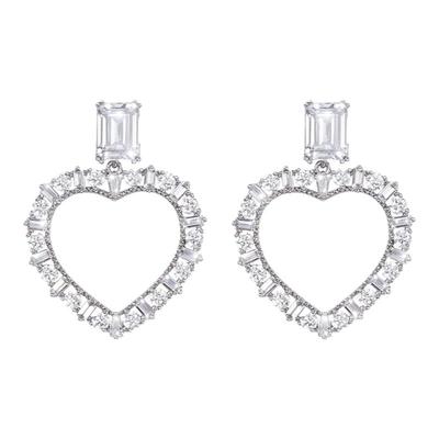 明星博主同款INCH EDITION爱心环圈祖母绿闪钻水晶耳环耳坠