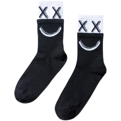 秋季潮牌双色拼接外穿ins袜子