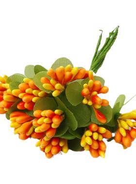 diy橙色仿真两边手工发簪花芯