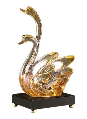 新款水晶天鹅红酒架装饰工艺品摆件斜放一对轻奢高档高级感客厅