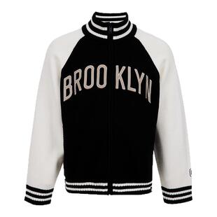 姜涛同款NBA ATELIER篮网队秋冬宽松复古撞色针织衫外套休闲男装