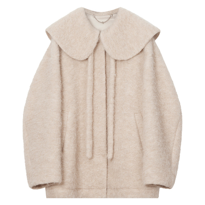 NancyCavally减龄披肩领毛呢外套