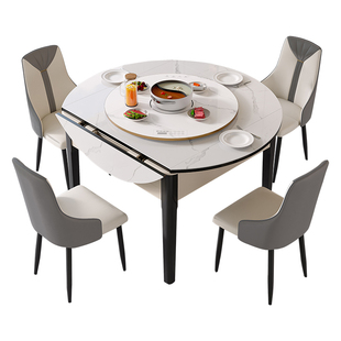 新款麻将桌餐桌两用一体折叠圆桌实木麻将机全自动家用静音火锅