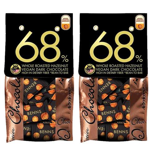 【自营】BENNS68%榛子夹心黑巧克力纯可可脂坚果果仁巧克力138g*2