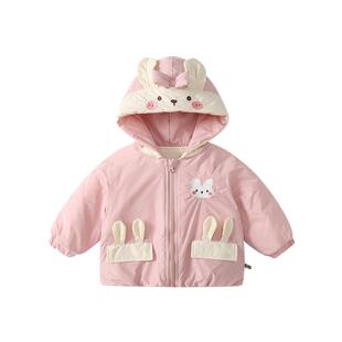 女童婴幼儿童冬装冲锋衣棉服外套加厚棉衣冬天外出棉袄子连帽保暖