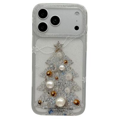 MoreRex 韩系ins立体珍珠圣诞树适用苹果17手机壳iphone16promax新款15pro细闪14防摔保护套13毛球挂绳17少女