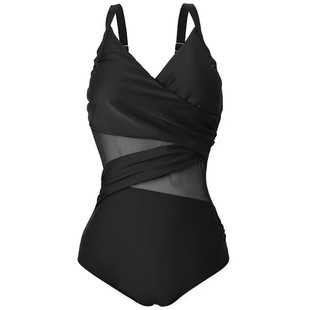 2024新款欧美连体游泳衣女性感大胸聚拢大码胖MM遮肉显瘦三角温泉