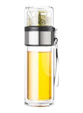 双层高硼硅玻璃茶水分离泡茶杯