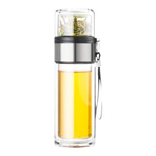 上下双层高硼硅玻璃茶水分离泡茶杯家用外出便携茶道杯子网红水杯