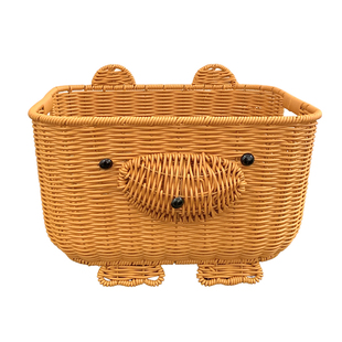 可爱小熊仿藤编收纳筐家用大容量桌面零食玩具杂物整理盒编织篮子