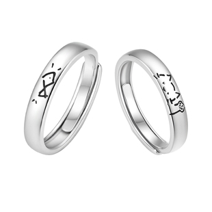 猫蛰S999足银猫鱼情侣对戒2025年新款纯银戒指送男女朋友生日礼物