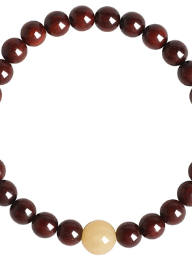 普陀山招财黄玉天然小叶紫檀手串