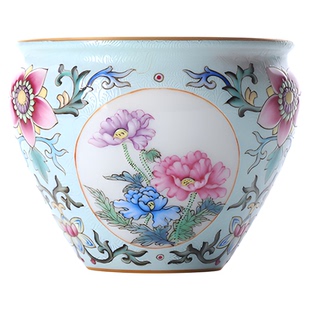 栖凤居开窗花卉品茗杯90ml景德镇陶瓷复古喝茶专用茶具功夫小茶杯