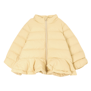 允儿妈女童杜邦三防小众花边立领羽绒服儿童90白鸭绒短款羽绒外套