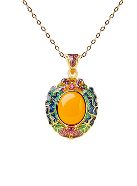 宫里上新正品天然蜜蜡吊坠毛衣链