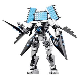 万高积木泰坦陨落公仔蜘蛛音响人泰坦计算器男拼装拼插小颗粒积木