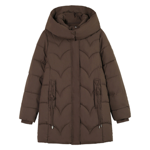 啄木鸟中长款棉服女士冬季2025新款洋气加厚棉袄防风保暖棉衣外套