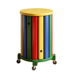 家用可叠放组合叠叠乐凳可收纳堆叠折叠凳备用圆凳多巴胺实木凳子