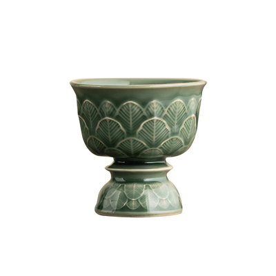 越窑青瓷香插香座陶瓷熏香炉新中式白韵香炉家用供奉线香香插底座