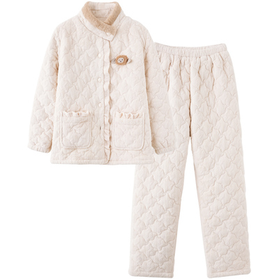 思莉太太女珊瑚绒三层夹棉睡衣