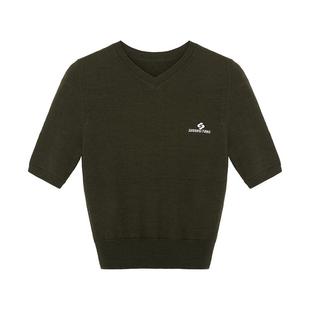 【SALE】【SHUSHUTONG】蕾虎V领短袖针织百搭秋冬女装五分袖上衣