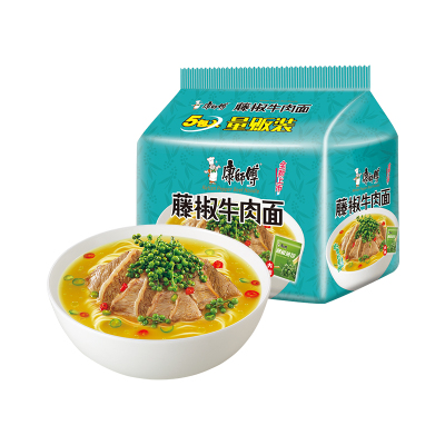 康师傅方便面经典袋斗罗大陆藤椒牛肉面85g*5袋泡面速食面即食面