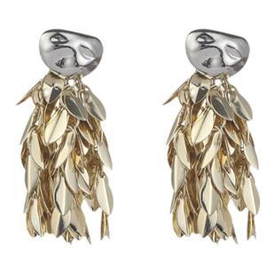 金色麦穗流苏耳环气质长款金属耳坠方圆脸耳饰轻奢高级感秋冬耳钉