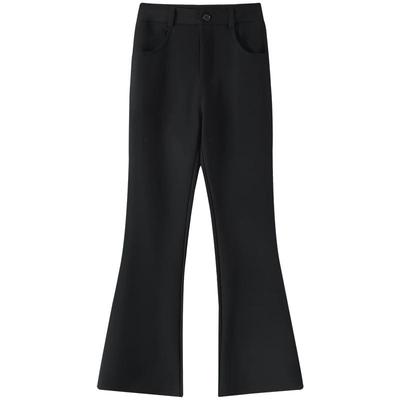 慕兔复古高腰修身喇叭裤