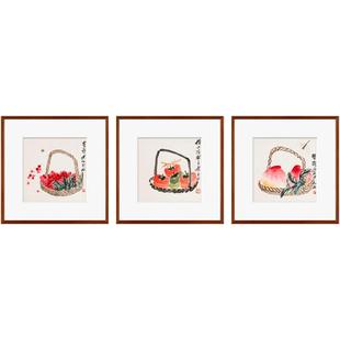 风色硕果累累齐白石写意国画荔枝樱桃寿桃中式客厅餐厅卧室挂画