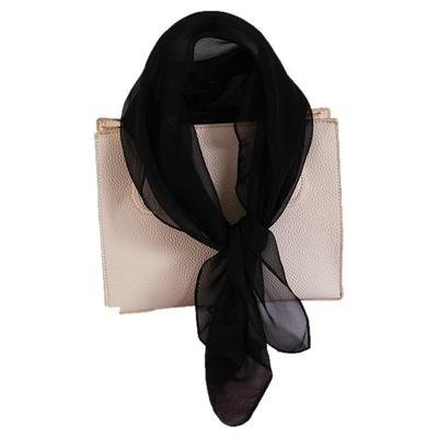 纯黑色真丝丝巾女春秋冬季薄款保暖方巾蚕丝小丝巾空姐气质小围脖