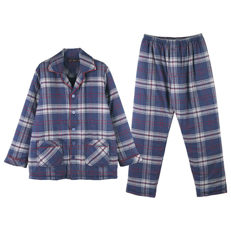 加厚保暖达尔丽男夹棉家居服