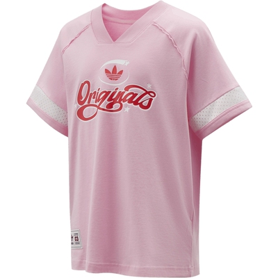 滔搏adidas阿迪达斯三叶草儿童足球风V领运动休闲短袖T恤KW2272