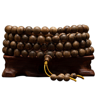 【美妙绝伦】9分沉金三角沉香念珠8MM*108颗天然黑棋楠佛珠木手链
