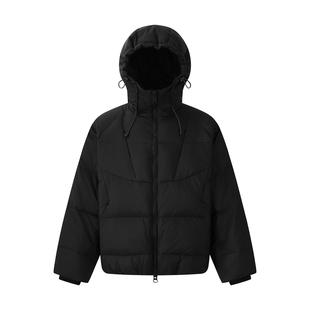 黑色轻薄连帽羽绒服男款冬季2026新款加厚高充绒量面包服外套男潮
