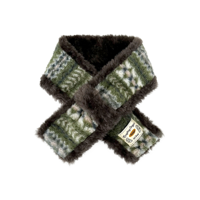 费尔岛风拼色毛绒围脖