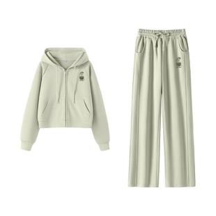 真维斯巨好看的开春套装女2026新款春秋季短开衫外套直筒裤两件套