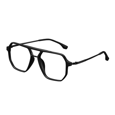 自动感光变色双梁黑框眼镜近视男